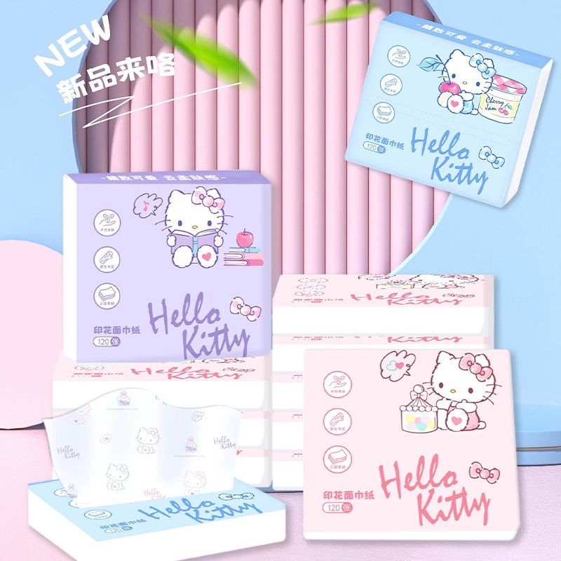 Travel Accessories Girly - 新しいハローキティバッグティッシュ6パック携帯用フェイシャルティッシュ3枚重ねサンリオキュートプリントトラベルティッシュ無香料女の子向けギフト卸売