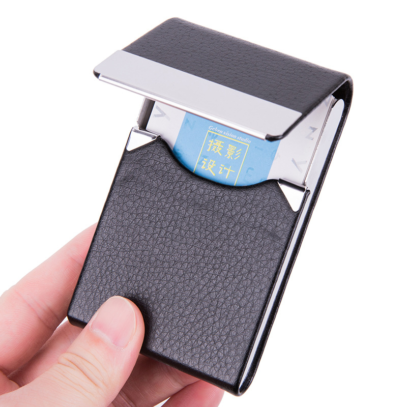 Travel Wallet Slim - 男性用名刺入れ,スリム,ブラック,1ピース,合成皮革,金属ポケット,磁気クロージャー