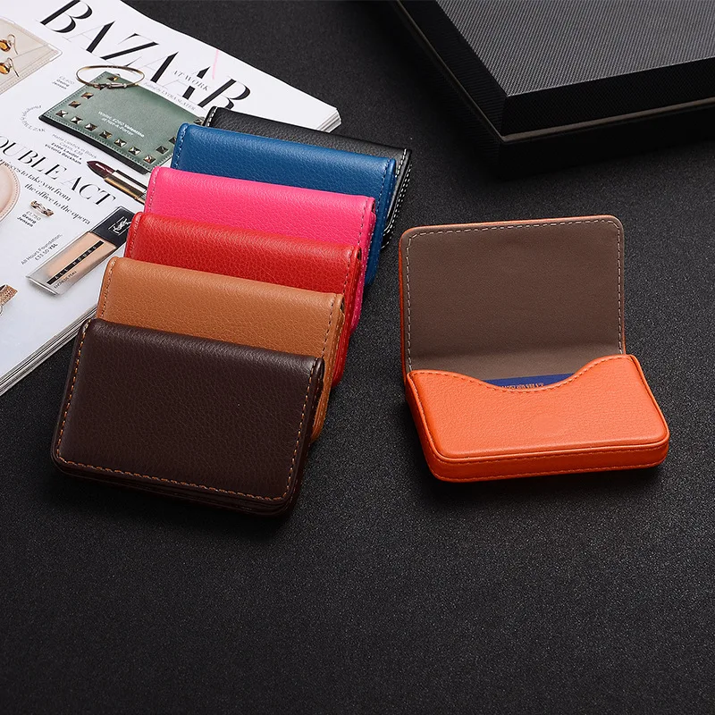 Travel Wallet Slim - 2026 PU レザー名刺入れ磁気バックル付きスリムポケット名刺入れ大容量ポータブルクレジットカードケース