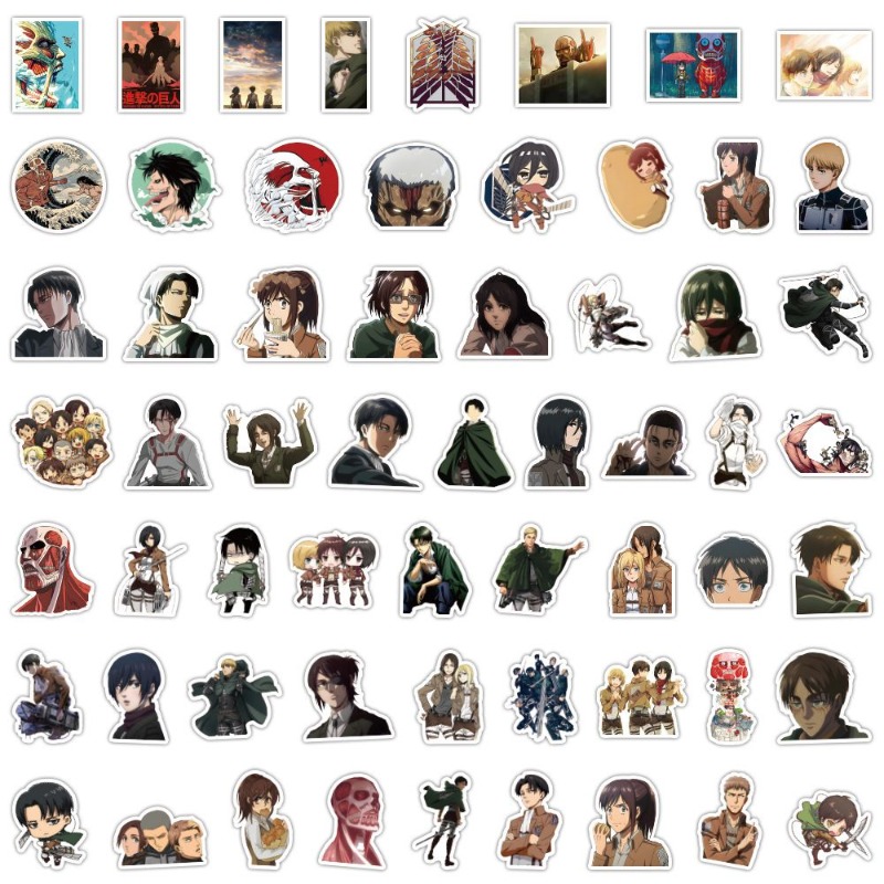 Sticker Luggage Decorative - 60枚入り 進撃の巨人 アニメステッカー かわいい 防水デカール DIYデコレーション