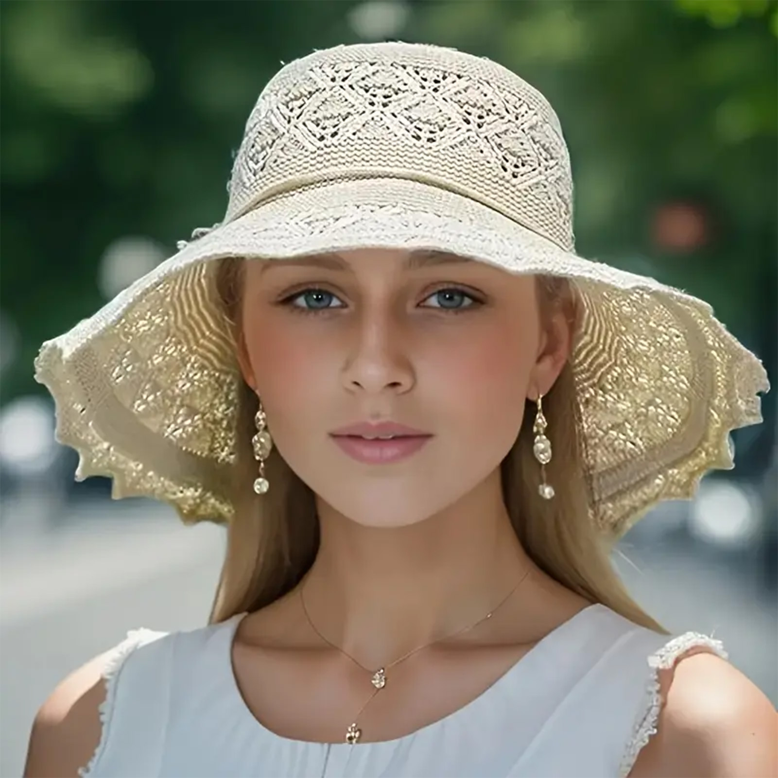Travel Accessories Store - スタイリッシュなサンバイザー夏のビーチ帽子女性のための紫外線保護折りたたみ式つば広キャップ屋外旅行アクセサリー女の子ティーン向け