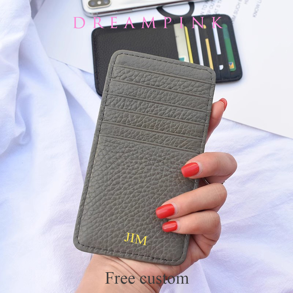 Travel Wallet Slim - 男性と女性のための高級牛革ウォレット,名前と小さな牛革のカードホルダー,薄い本革,名刺ホルダー,長いトラベル