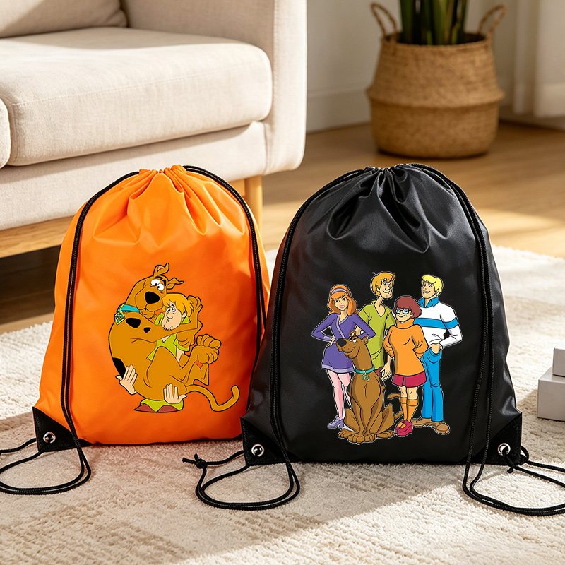 Travel Accessories Store - スクービードゥー巾着収納袋クールな漫画犬ポケットバックパックポリエステルかわいいアニメプリント軽量トラベルオーガナイザーバッグ