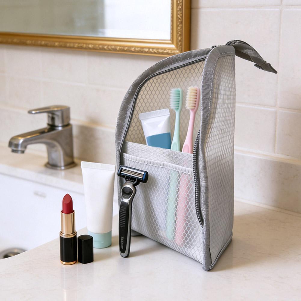 Travel Accessories Toiletries - メッシュトラベルトイレタリーバッグポータブル歯ブラシ化粧品オーガナイザーメイクブラシ収納ポーチバスルームウォッシュパックドロップシッピング