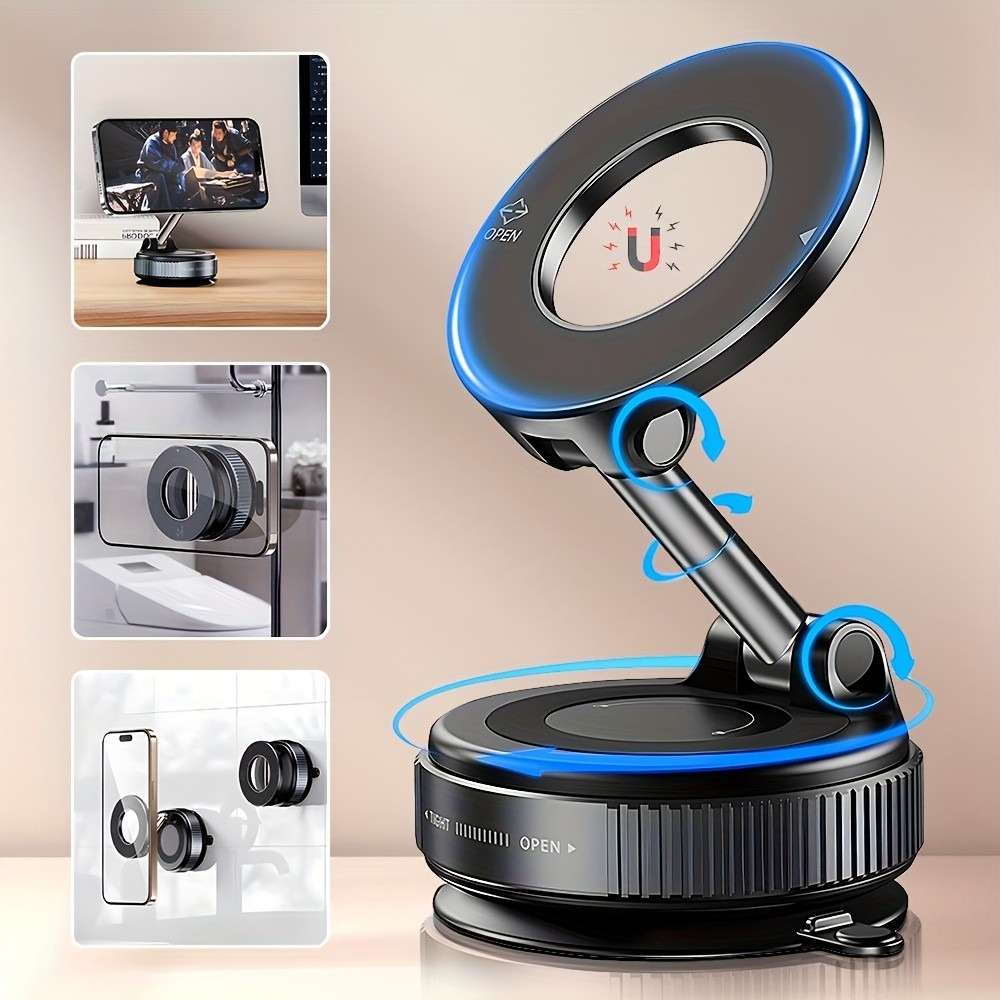 Travel Accessories Online - 吸盤式磁気携帯電話ホルダー 真空吸着式携帯電話スタンドブラケット 折りたたみ式携帯電話キックスタンド 車載ダッシュボードナビゲーションホルダー