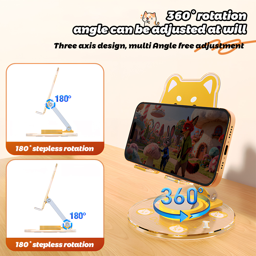 かわいい動物電話スタンド 360 回転可能折りたたみ式デスク - Travel Accessories Online のレビューと価格