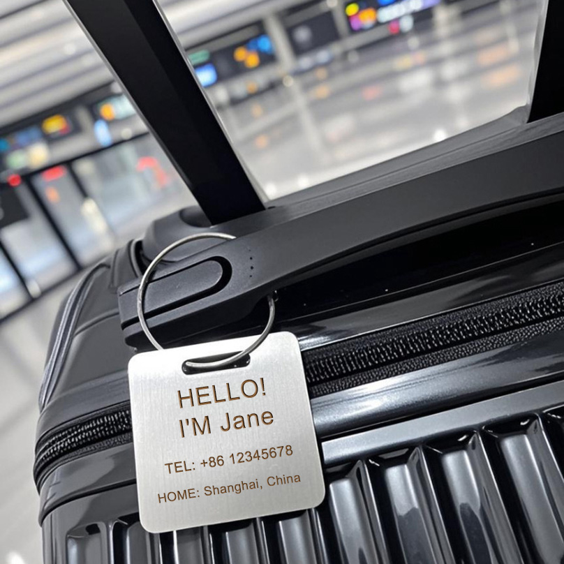 カスタム名入り荷物タグ レーザー彫刻ラベル 盗難防止旅行用品 - Travel Accessories Store のレビューと価格