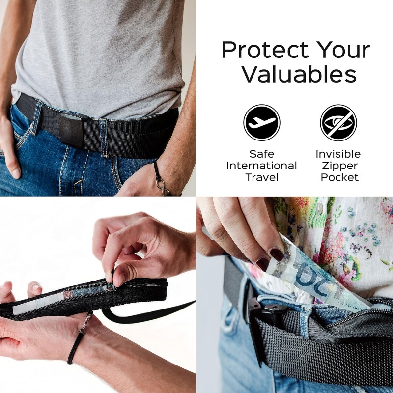 トラベルセキュリティベルト 隠しポケット付き 調節可能なキャ - Travel Wallet Slim のレビューと価格
