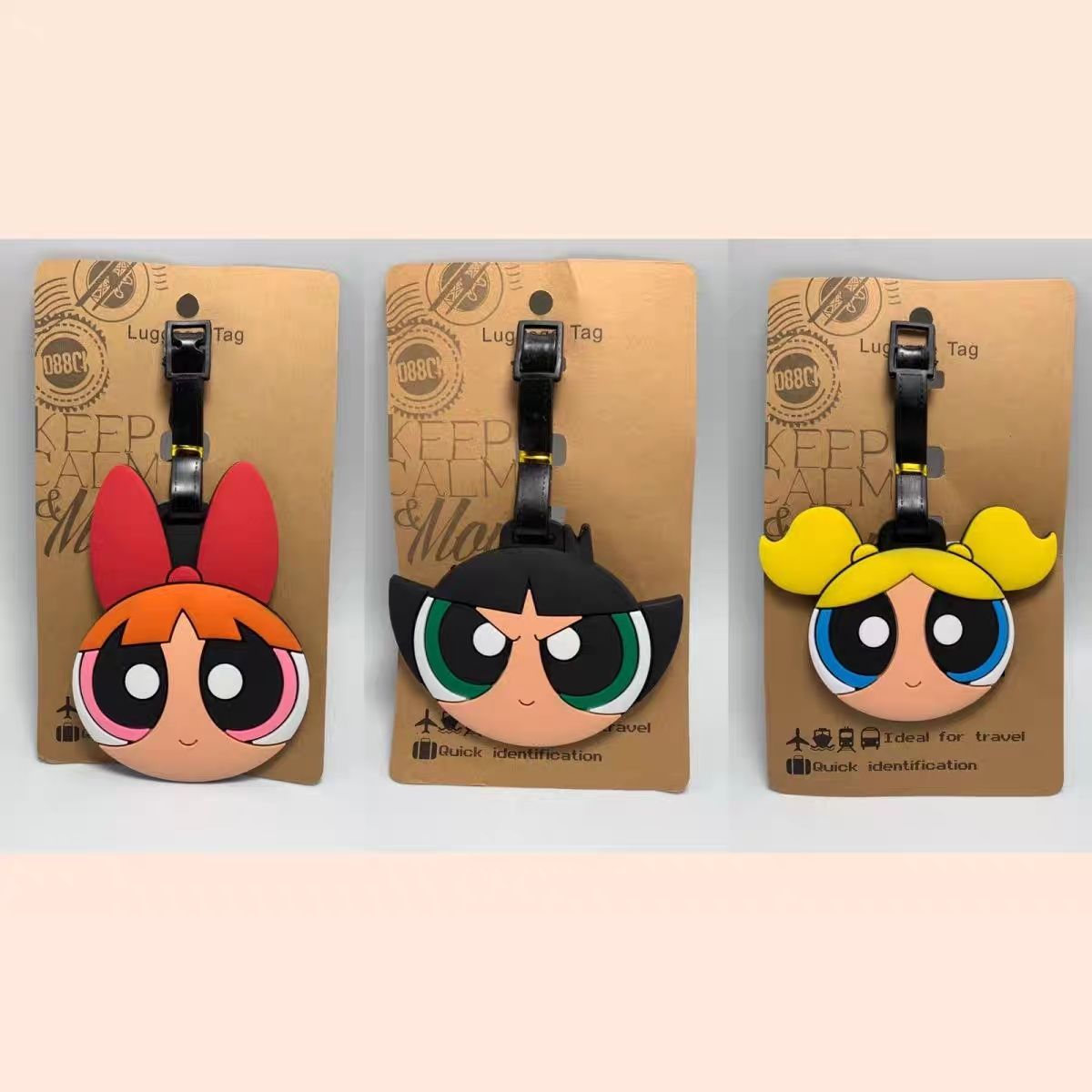 アニメパワーパフガールズバッグペンダントかわいい漫画風荷物タ - Travel Accessories Store のレビューと価格