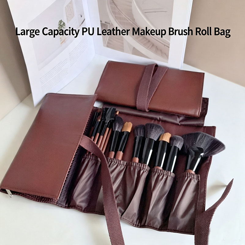 PUレザー製メイクブラシロールバッグ、折りたたみ式化粧ブラシ - Travel Accessories Toiletries のレビューと価格