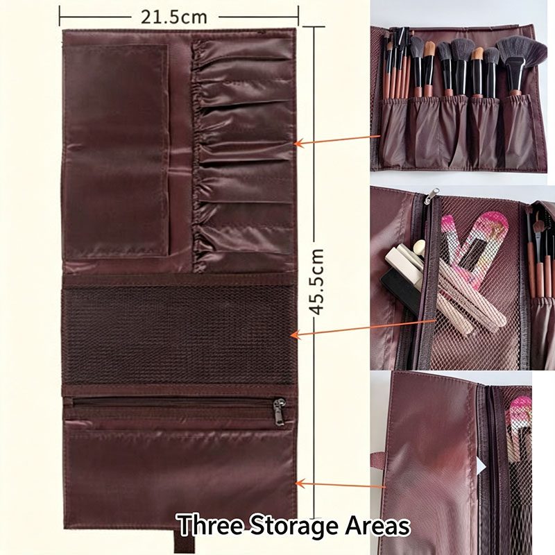 PUレザー製メイクブラシロールバッグ、折りたたみ式化粧ブラシ - Travel Accessories Toiletries のレビューと価格