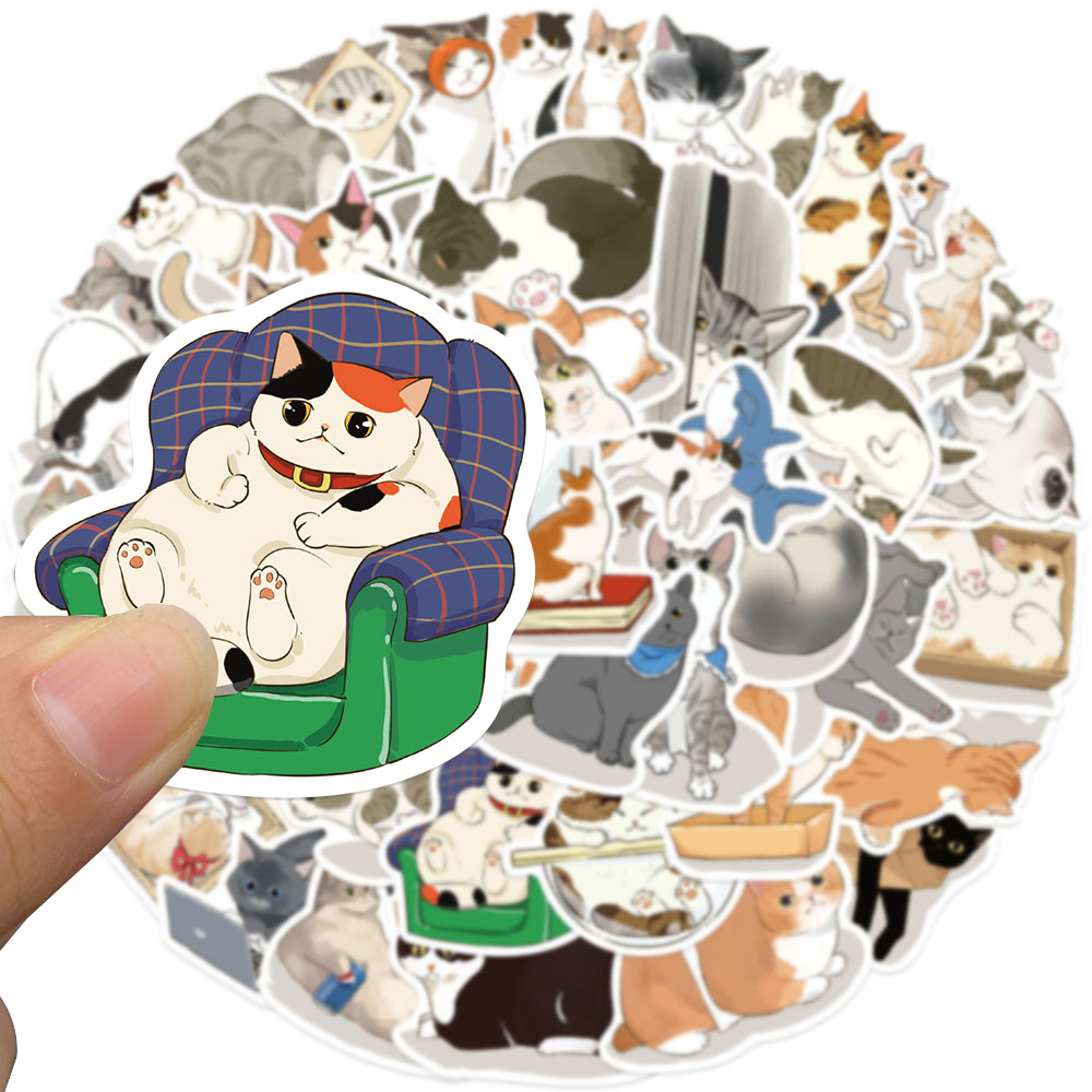 50 個かわいい凝視猫ステッカー漫画面白い動物デカールラップ - Sticker Luggage Decorative のレビューと価格