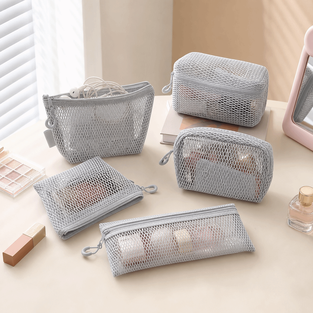 ナイロン透明収納バッグ通気性のある正方形メッシュ収納ポーチ軽 - Travel Accessories Online のレビューと価格