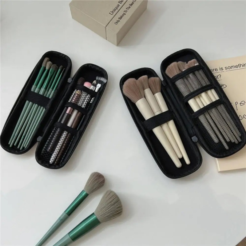 1pc 黒化粧品バッグ防水ダブルジッパー化粧ブラシケース女性 - Travel Accessories Toiletries のレビューと価格