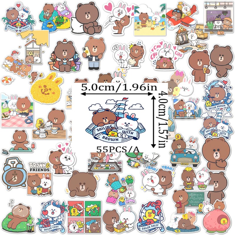 LINE FRIENDS ブラウン・コニー・サリー アニメ風 - Sticker Luggage Decorative のレビューと価格