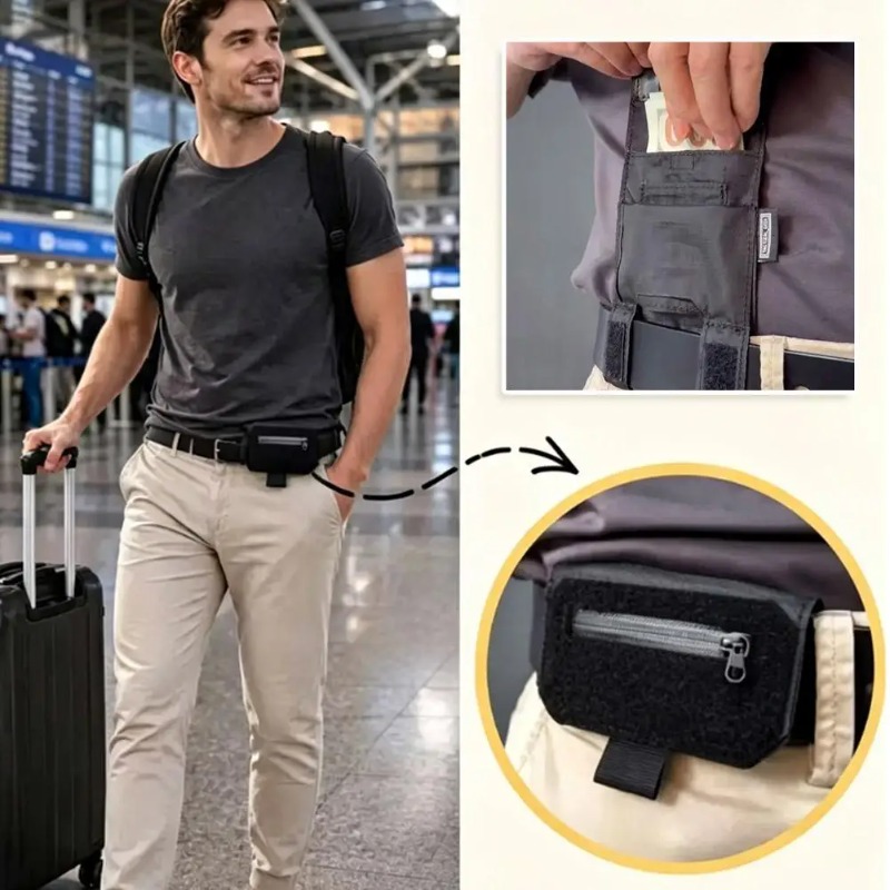 携帯用ウエストベルト財布、男性向けギフト、現金、カード、パス - Travel Wallet Slim のレビューと価格
