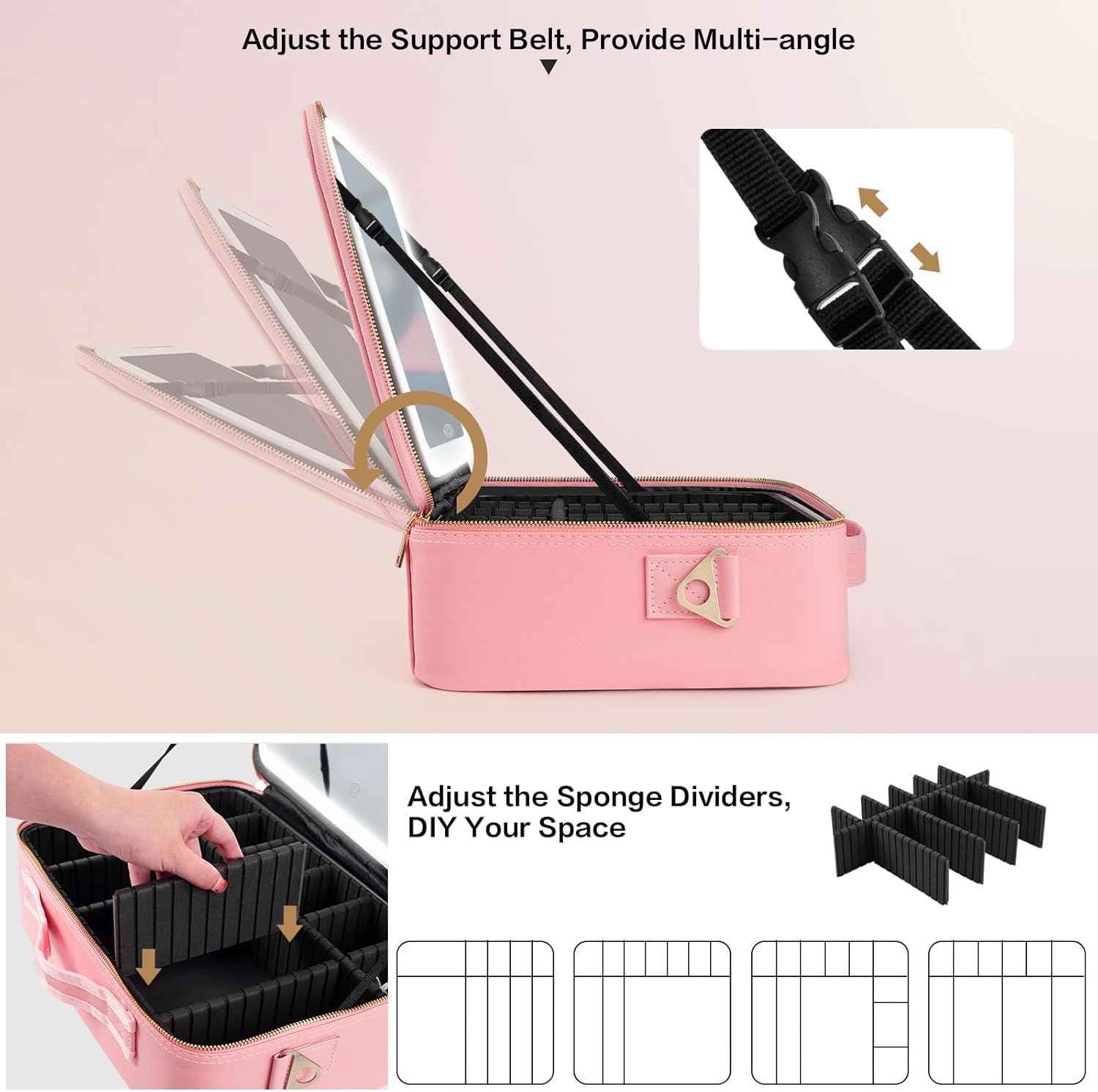大容量メイクアップバッグ 15インチ×11インチ LEDミラ - Travel Accessories Toiletries のレビューと価格